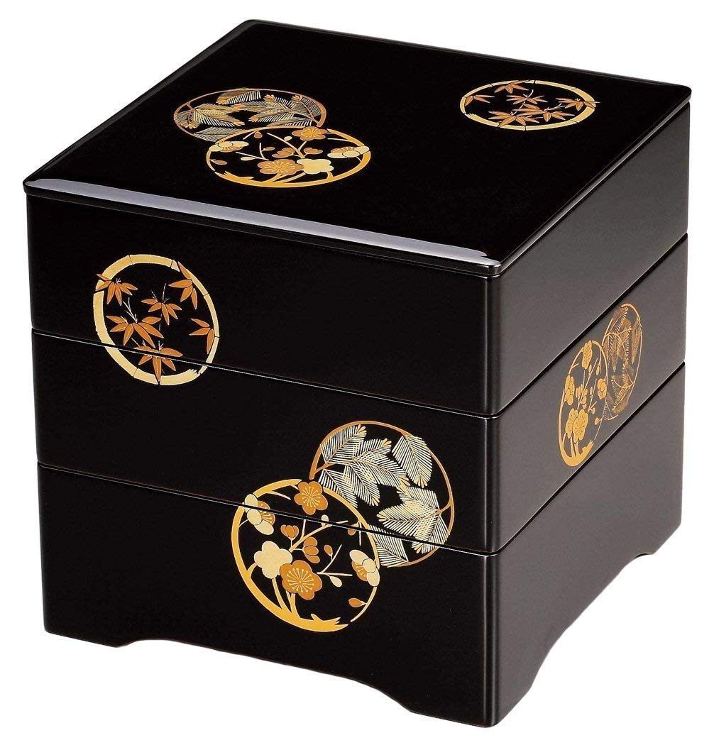 Amazon｜会津漆器 会津塗り 溜内朱 6.5 共足三段重 花丸｜重箱